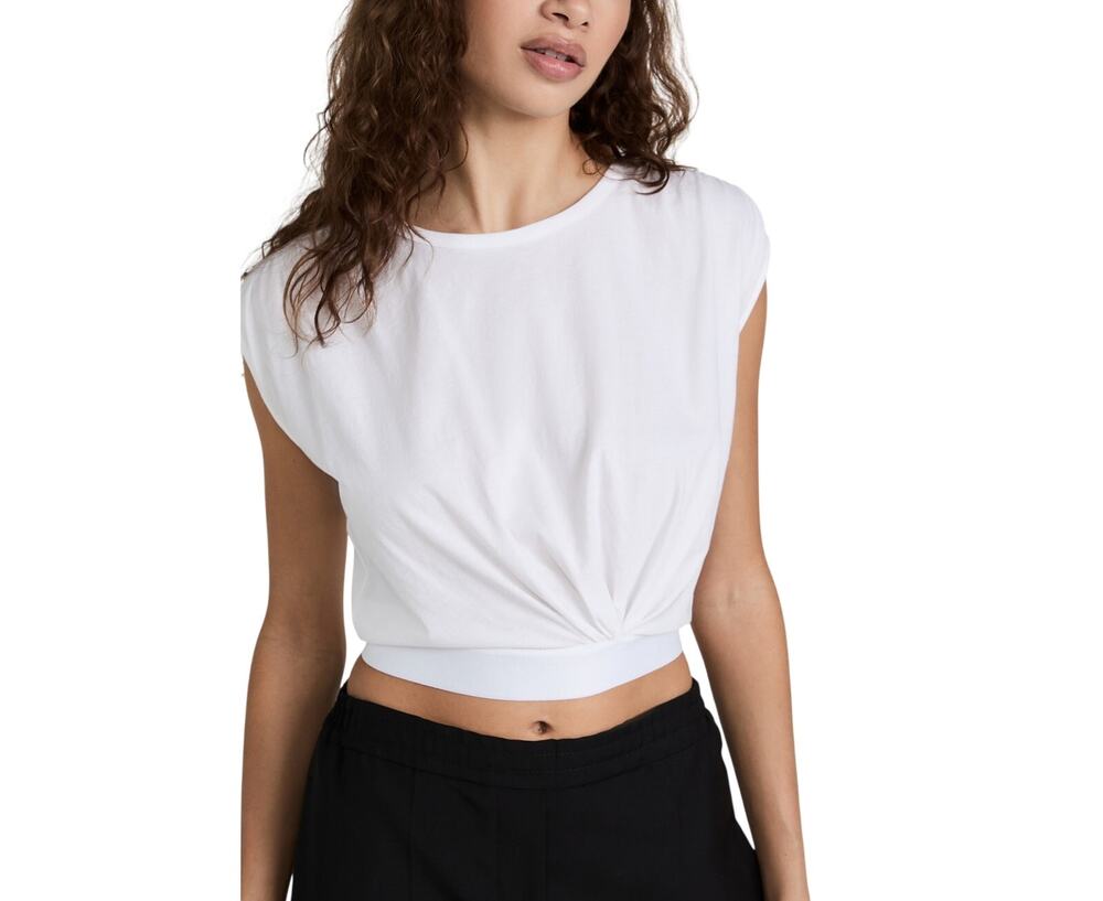 Atm Anthony Thomas Melillo Classic White Jersey Twisted Hem Top Size S